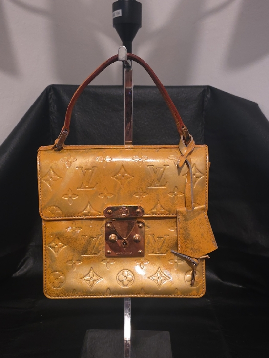 Louis Vuitton Handbags - Vintage Louis Vuitton Yellow Monogram Vernis Top Handle Satchel with Brown Trim